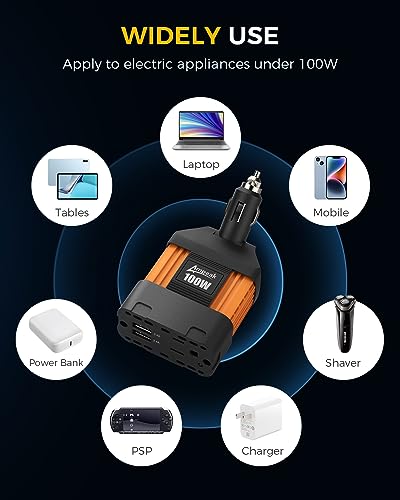 Ampeak 100W 12V-to-110V Car Power Inverter with USB