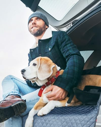 PETICON SUV Cargo Liner for Dogs, Waterproof Pet Cargo Cover Dog Seat Mat for SUVs Sedans Vans with Bumper Flap Protector, Non-Slip, Large Size Universal Fit