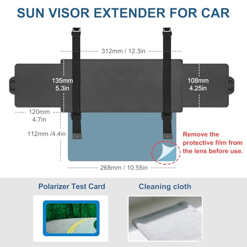 Veharvim Polarized UV400 Dual-Side Car Sun Visor Extender