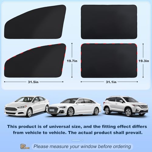 4-Pack Car Window Sun Shades for Side & Rear Windows