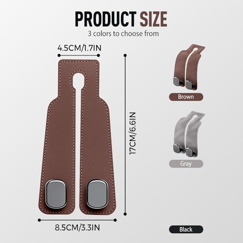 2026 Leather Double Car Headrest Hooks for Bags & Coats