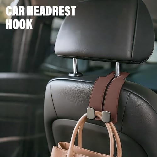 2026 Leather Double Car Headrest Hooks for Bags & Coats