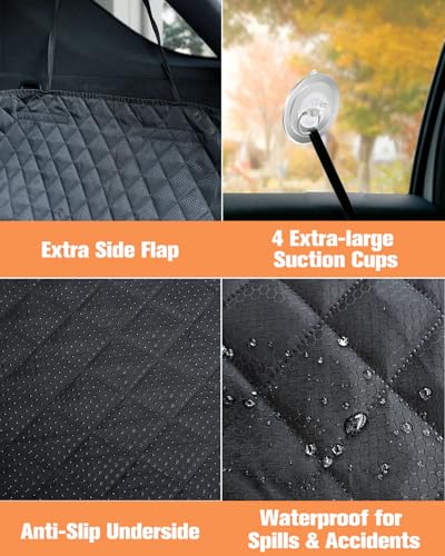 PETICON SUV Cargo Liner for Dogs, Waterproof Pet Cargo Cover Dog Seat Mat for SUVs Sedans Vans with Bumper Flap Protector, Non-Slip, Large Size Universal Fit