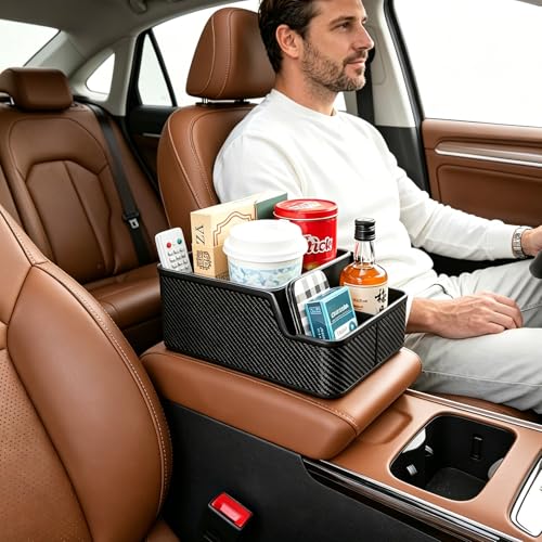 Jinpinzhi center console organizer,car seat organizer with cup holder front seat armrest storage box,car small caddy for truck,suv,van