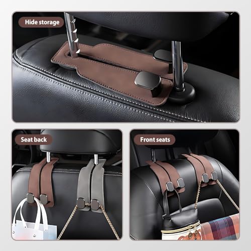2026 Leather Double Car Headrest Hooks for Bags & Coats