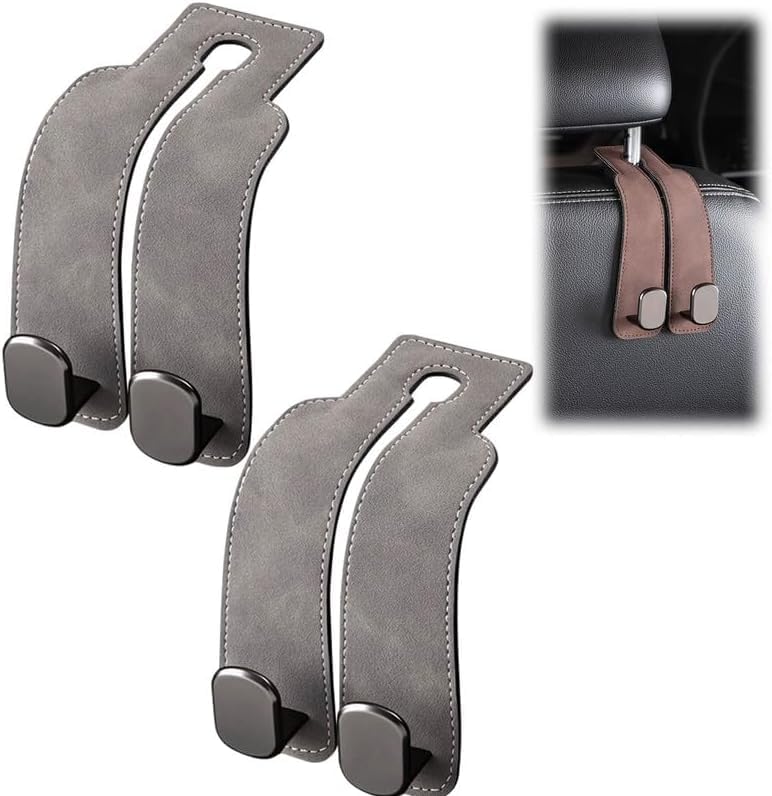 2026 Leather Double Car Headrest Hooks for Bags & Coats