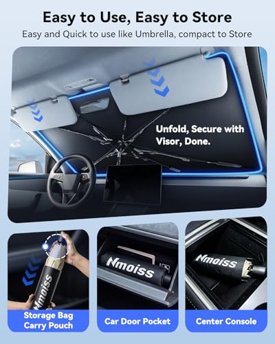 Nmoiss Umbrella Windshield Sun Shade with Heat Shield