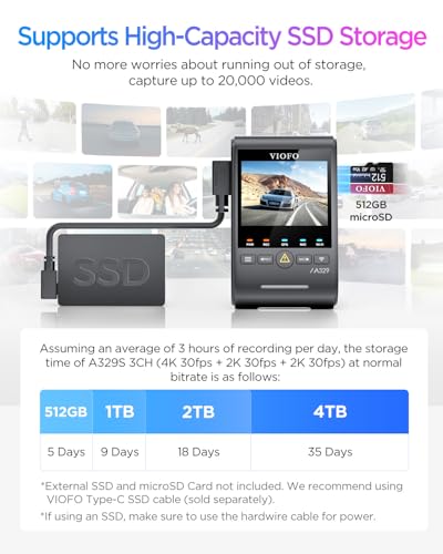 VIOFO A329S 4K+2K+2K Triple-Channel Dash Cam with Wi-Fi 6