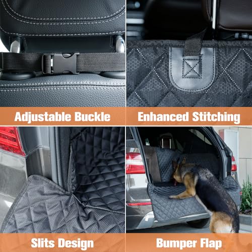 PETICON SUV Cargo Liner for Dogs, Waterproof Pet Cargo Cover Dog Seat Mat for SUVs Sedans Vans with Bumper Flap Protector, Non-Slip, Large Size Universal Fit