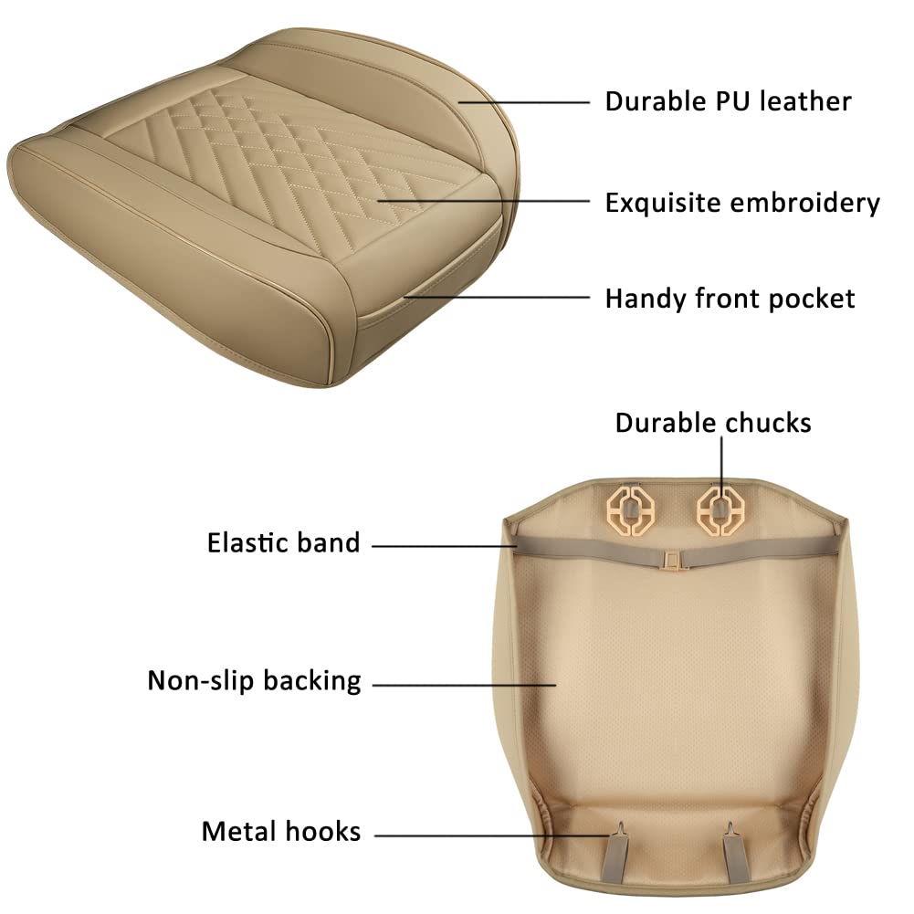 GIANT PANDA Premium PU Leather Front Car Seat Cover Protector Anti-Slip Bottom Seat Cover Fits 95% of Vehicles