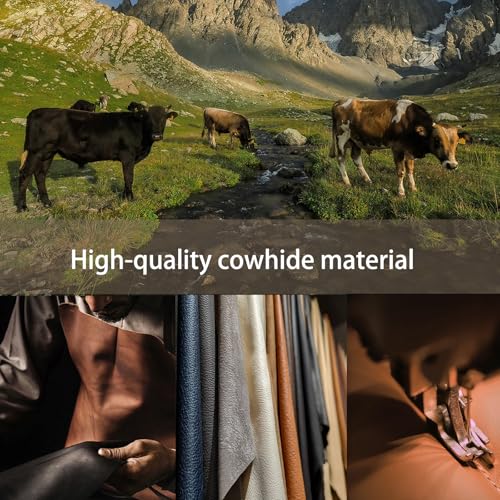 Veclod Black Genuine Leather Car Steering Wheel Cover Men Women,Cowhide Wheel Cover,Soft,Breathable,Anti-Slip,Luxury Steering Wheel Cover