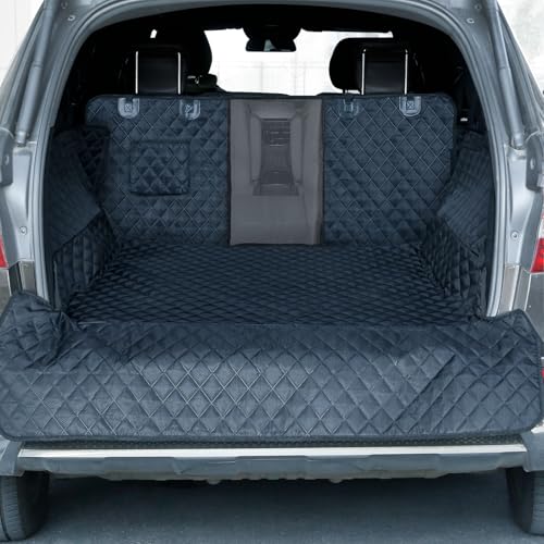 PETICON SUV Cargo Liner for Dogs, Waterproof Pet Cargo Cover Dog Seat Mat for SUVs Sedans Vans with Bumper Flap Protector, Non-Slip, Large Size Universal Fit