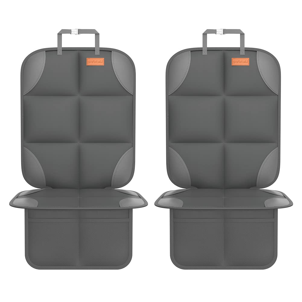 SMART ELF Car Seat Protector, Thickest Padding and Non-Slip Backing 2 Mesh Pockets for Baby and Pet, Durable 600D Fabric Waterproof Car Seat Cover