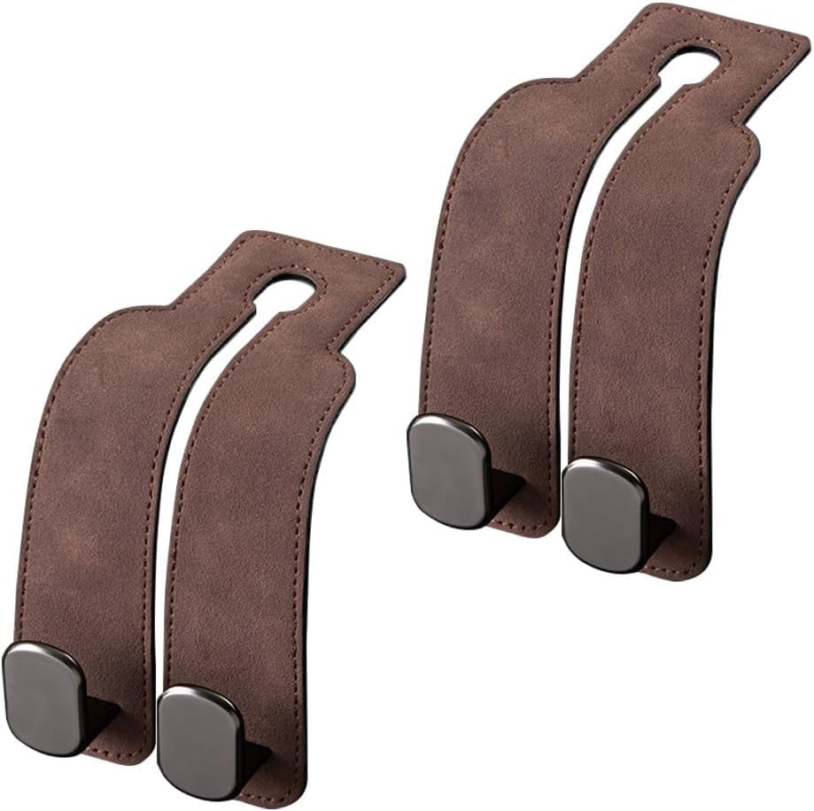 2026 Leather Double Car Headrest Hooks for Bags & Coats