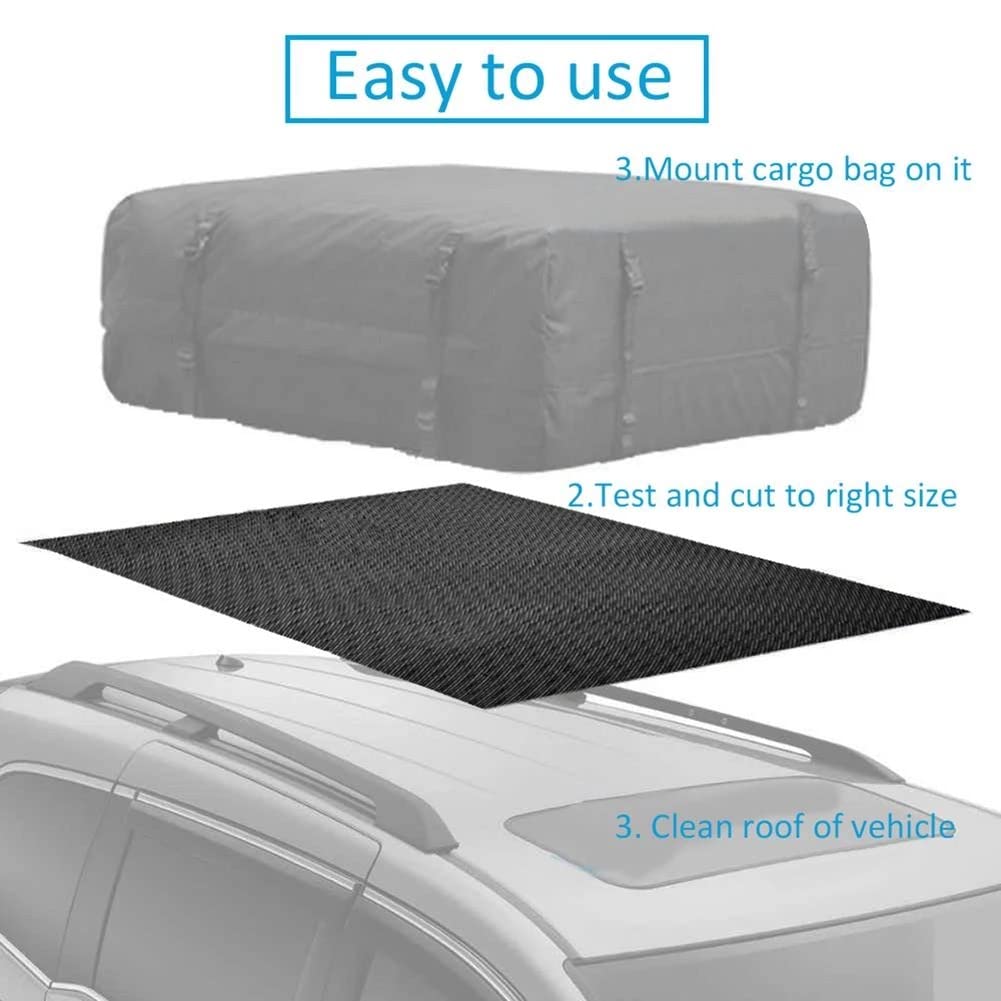 Trunk Mat for Cars Anti Slip Mat Cargo Liner Protector Durable Elastic Offers Protection Easily Cuttable to Different Sizes Universal Fit Multiple Use Car Roof Protector, Rug Non Slip Mat Pad (Black)