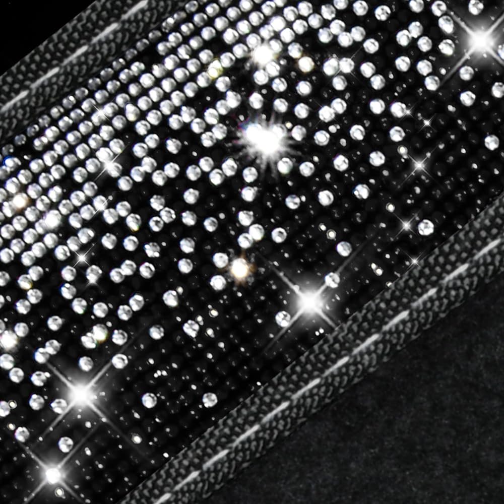 CAR PASS Bling Diamond Car Floor Mats, Shining Rhinestone Carpet Sparkly Glitter Crystal with Anti-Slip PVC Heel Pad Waterproof Universal Fit Automotive SUV,Sedan,Van