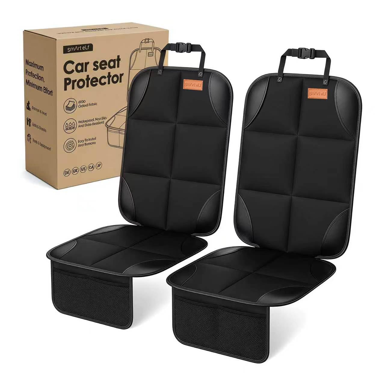SMART ELF Car Seat Protector, Thickest Padding and Non-Slip Backing 2 Mesh Pockets for Baby and Pet, Durable 600D Fabric Waterproof Car Seat Cover