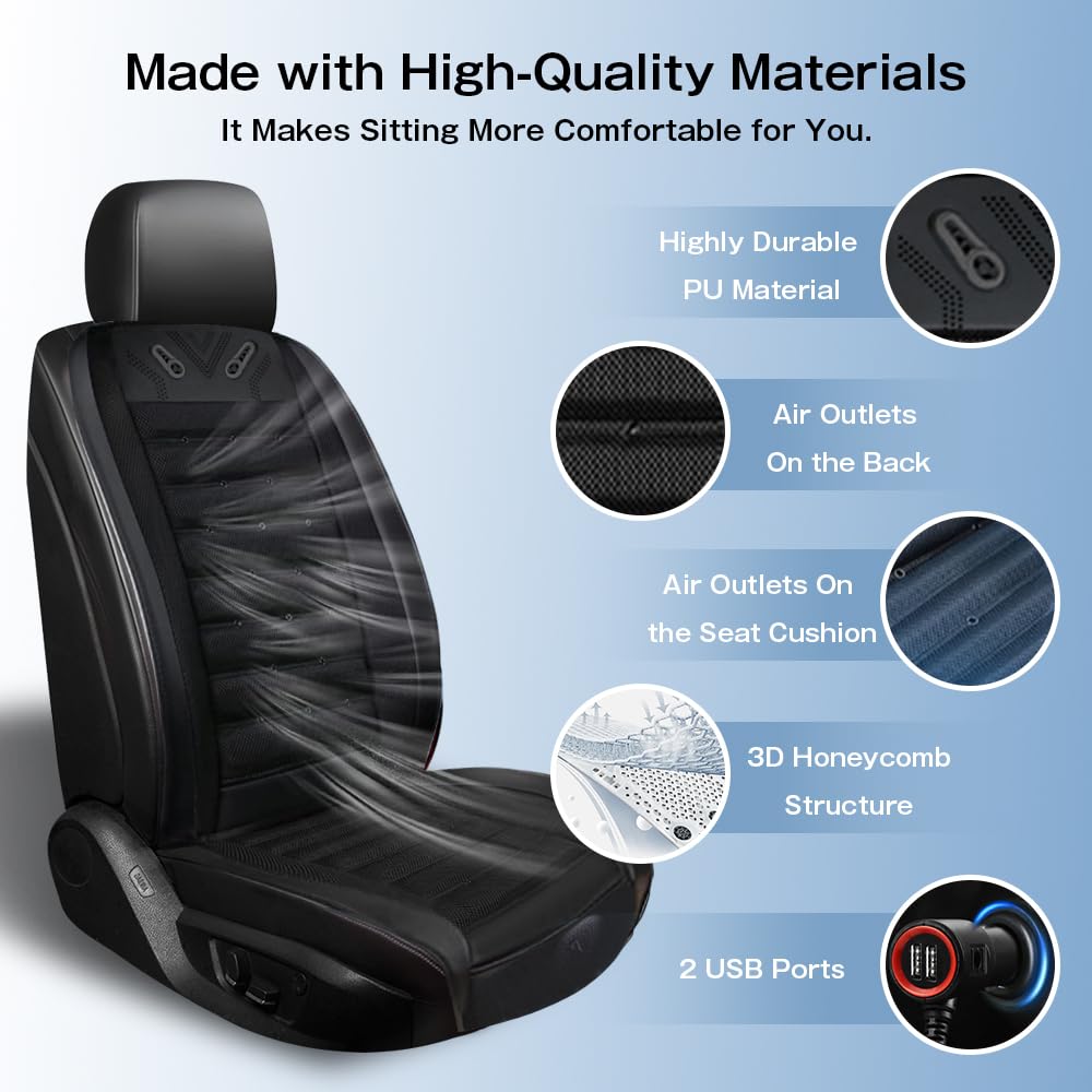 NEKOPA 12V Ventilated Cooling Car Seat Cover with 3 Speeds