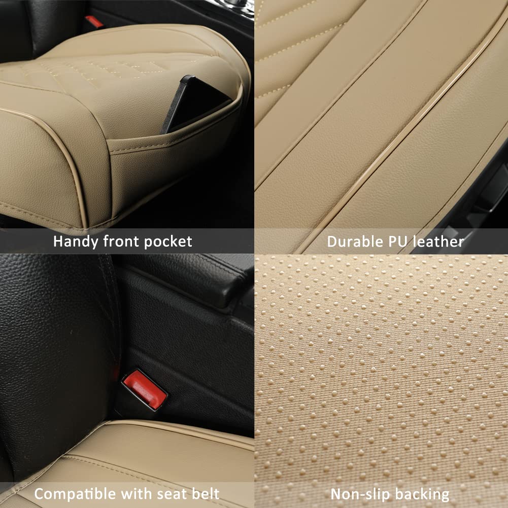 GIANT PANDA Premium PU Leather Front Car Seat Cover Protector Anti-Slip Bottom Seat Cover Fits 95% of Vehicles
