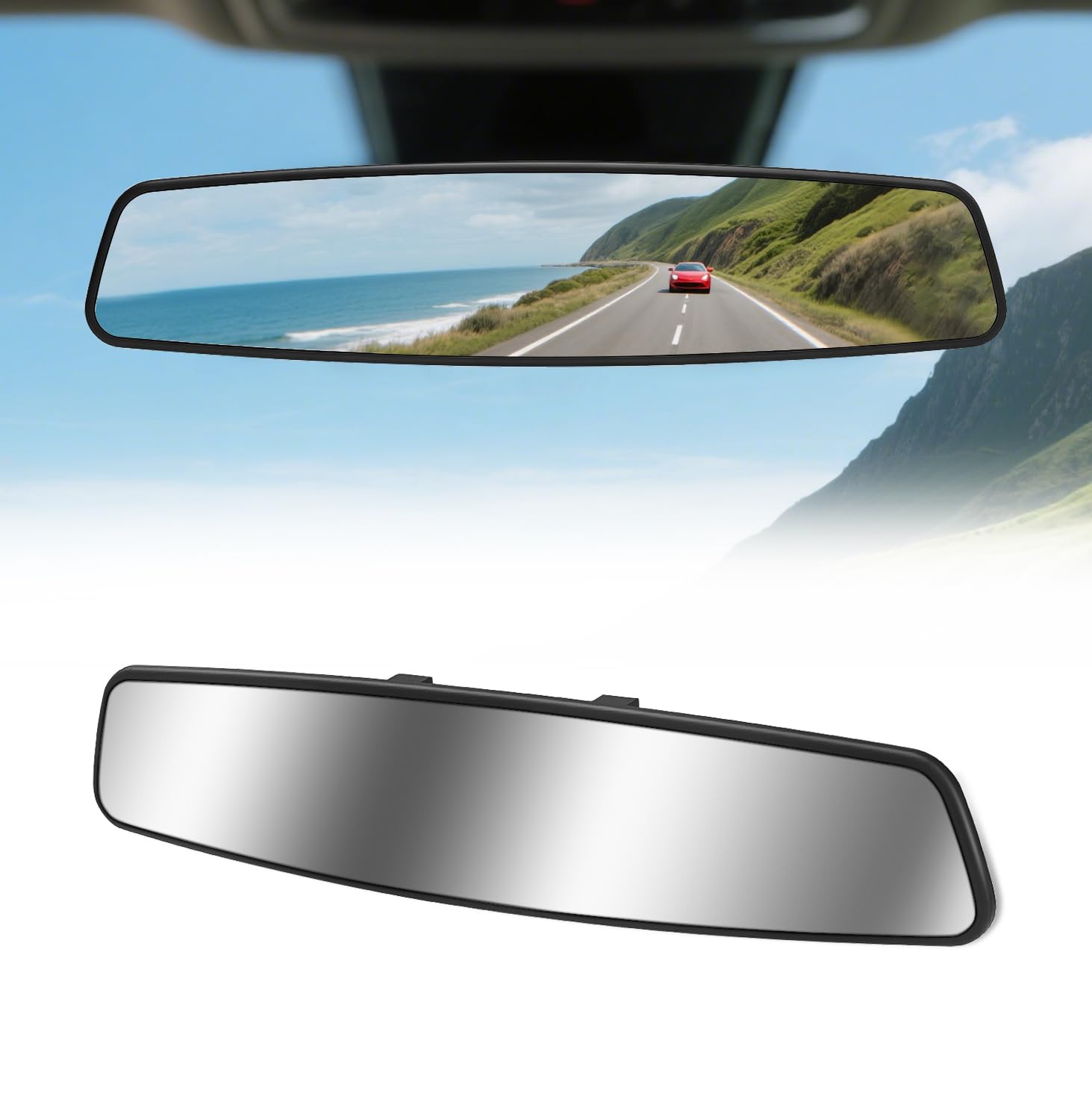 HmmtyRack Oblong Wide-Angle Rearview Mirror for Cars