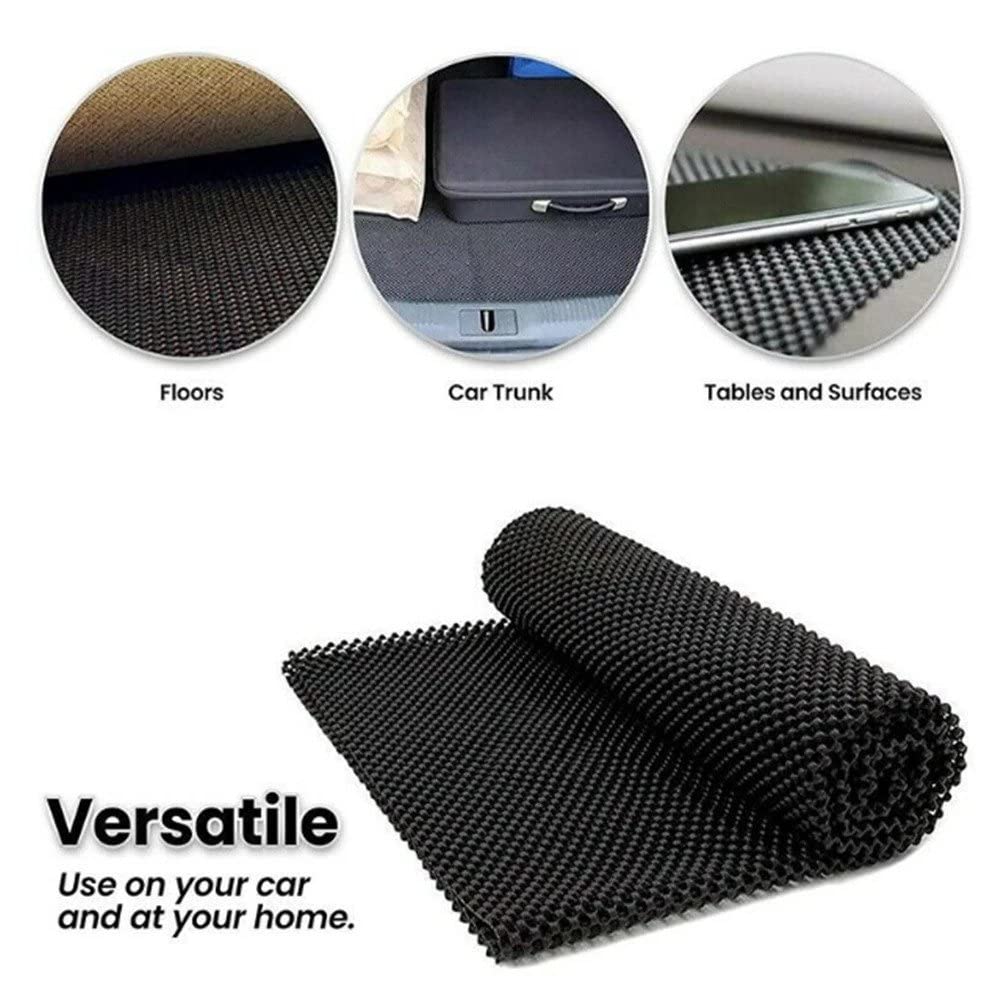 Trunk Mat for Cars Anti Slip Mat Cargo Liner Protector Durable Elastic Offers Protection Easily Cuttable to Different Sizes Universal Fit Multiple Use Car Roof Protector, Rug Non Slip Mat Pad (Black)