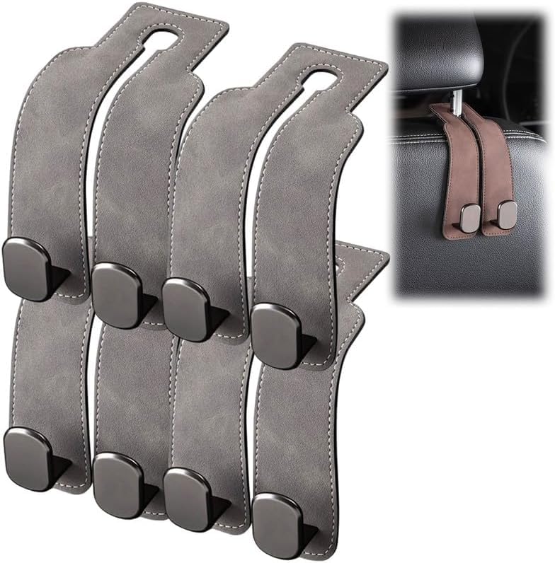 2026 Leather Double Car Headrest Hooks for Bags & Coats