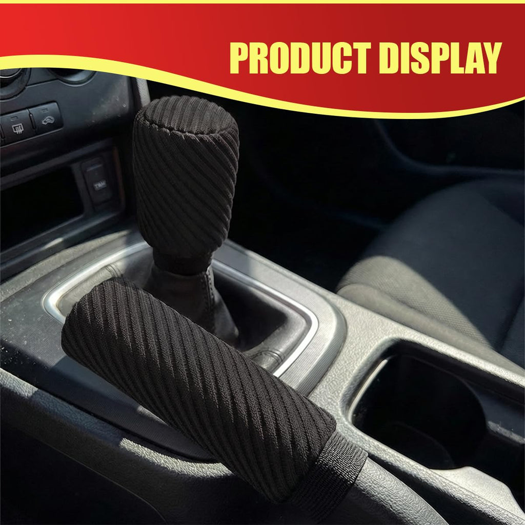 Girnfac 2PCS Car Gear Shift Knob and Handbrake Cover Set, Non-Slip Polyester Stick Shift and Hand Brake Handle Protectors, Universal Vehicle Interior Accessories