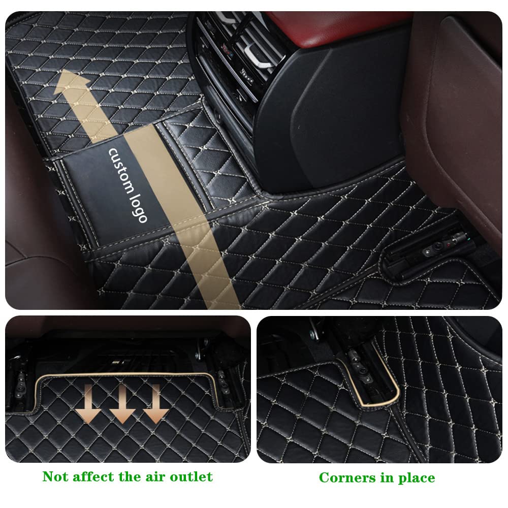 Custom Personalized Floor Mats for Cars - Luxury Full Coverage All Weather Mats, Anti-Slip Leather Mat Set, Fit for 99% of Cars, SUVs & Trucks