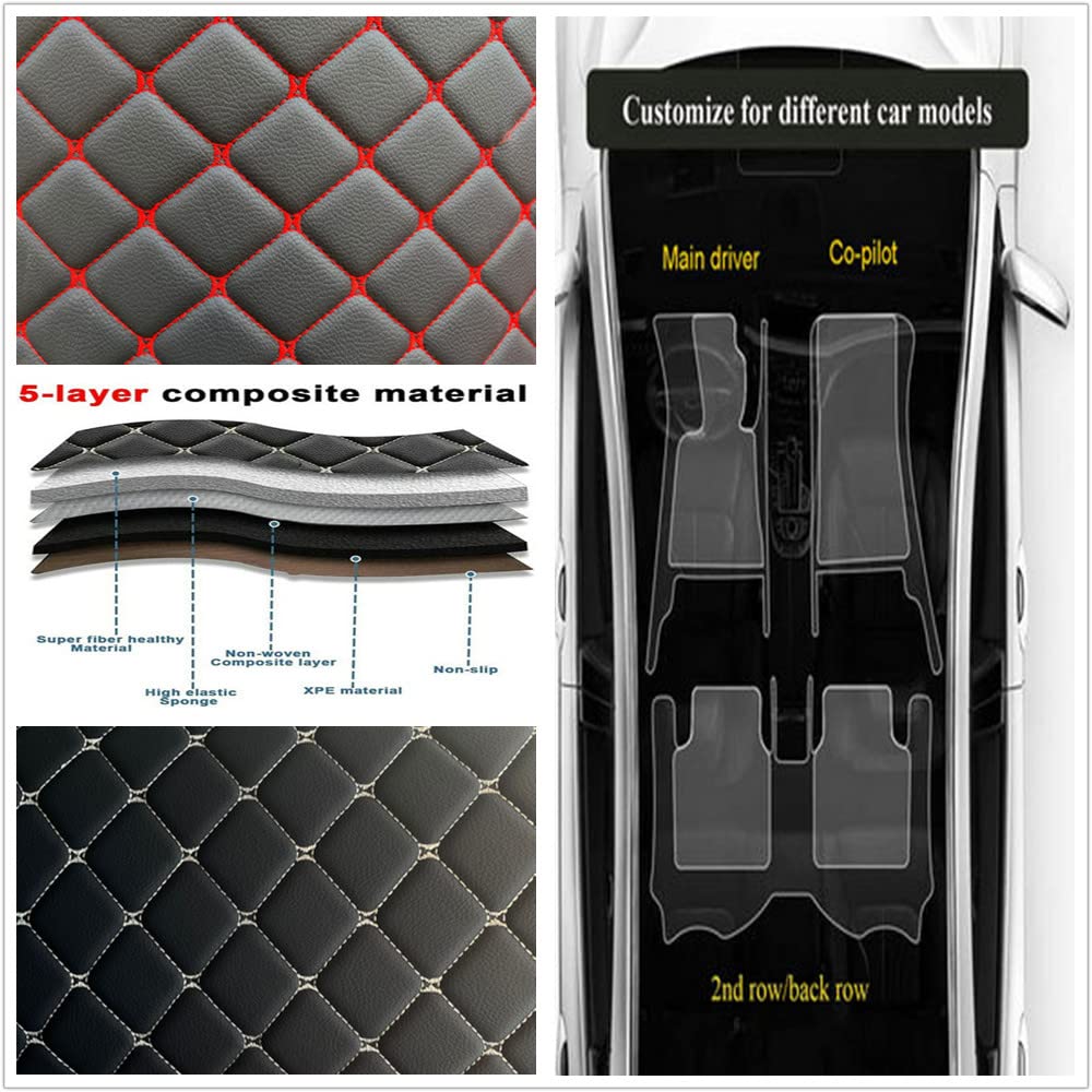 Custom Personalized Floor Mats for Cars - Luxury Full Coverage All Weather Mats, Anti-Slip Leather Mat Set, Fit for 99% of Cars, SUVs & Trucks