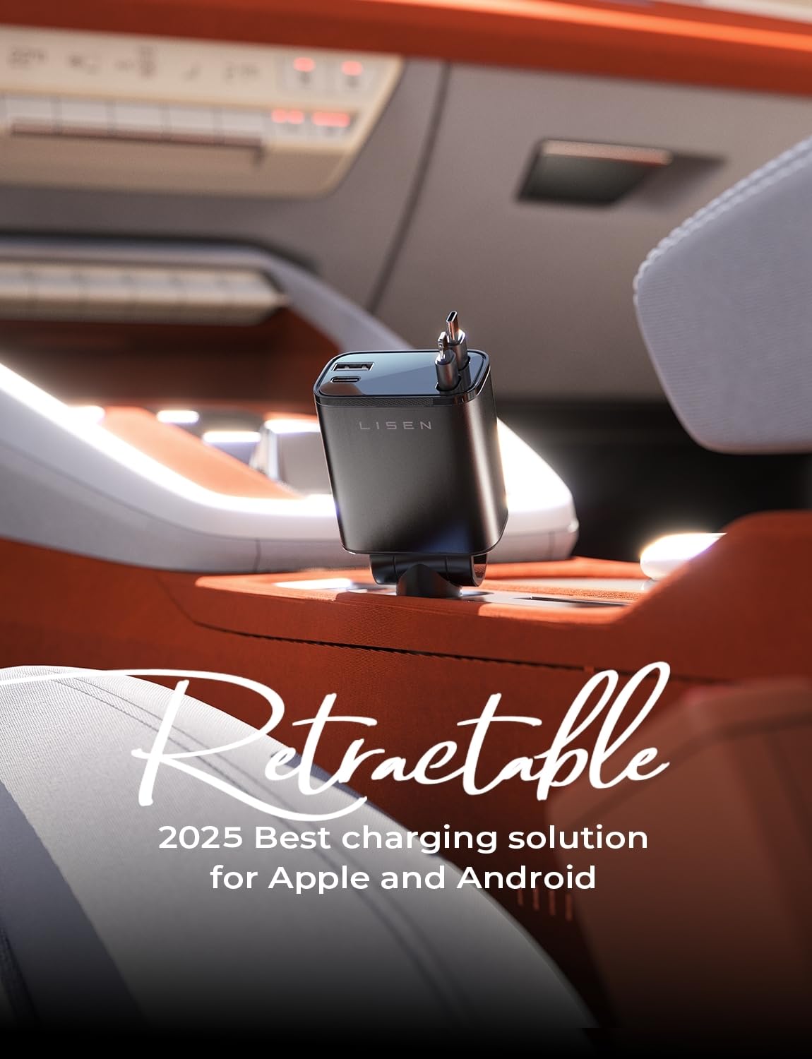 LISEN 84W Retractable USB-C Fast Charging Car Charger