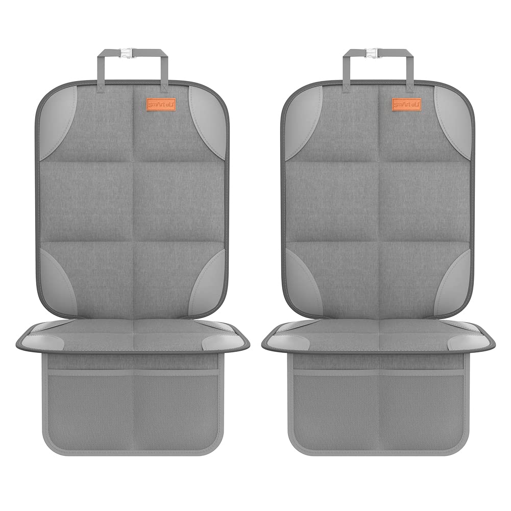 SMART ELF Car Seat Protector, Thickest Padding and Non-Slip Backing 2 Mesh Pockets for Baby and Pet, Durable 600D Fabric Waterproof Car Seat Cover
