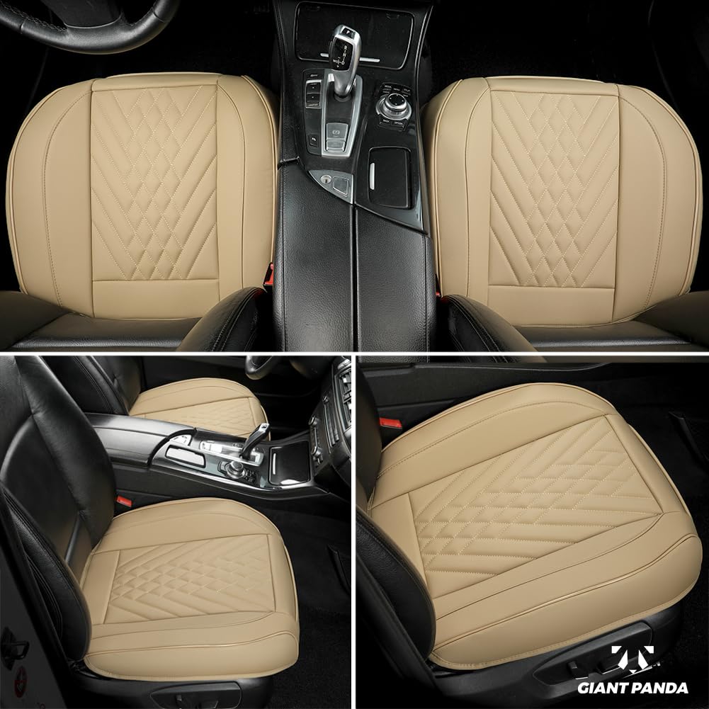 GIANT PANDA Premium PU Leather Front Car Seat Cover Protector Anti-Slip Bottom Seat Cover Fits 95% of Vehicles