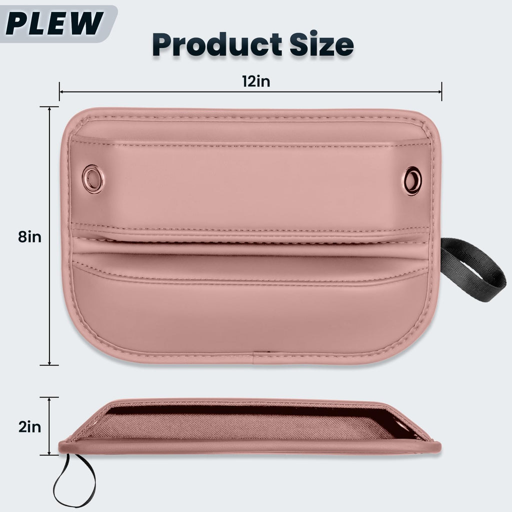PLEW 2-Pack Leather Car Seat Gap Filler Organizers