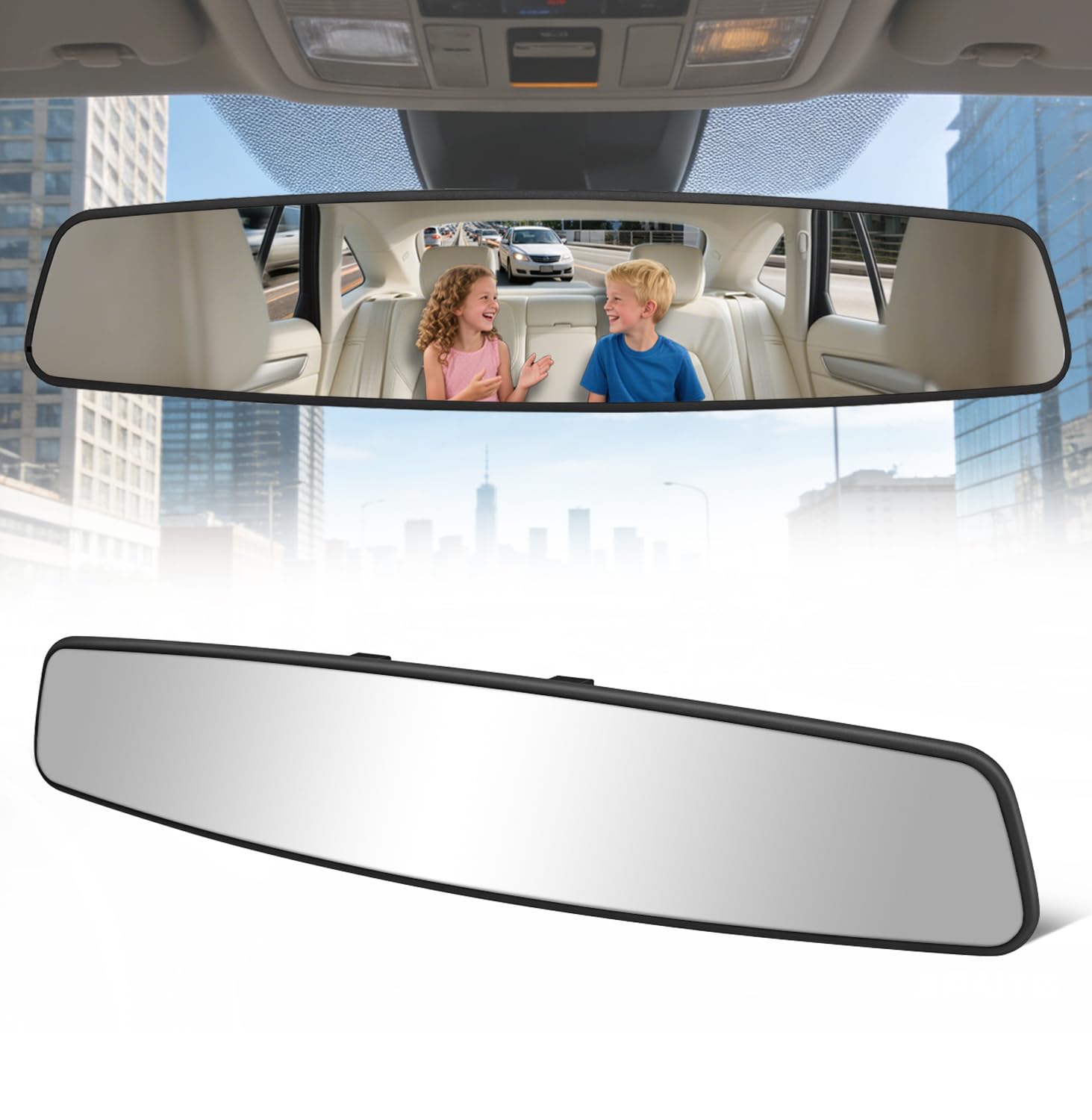 HmmtyRack Oblong Wide-Angle Rearview Mirror for Cars