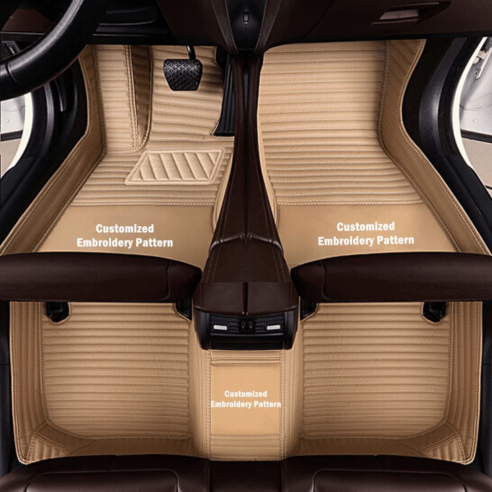 Custom Personalized Floor Mats for Cars - Luxury Full Coverage All Weather Mats, Anti-Slip Leather Mat Set, Fit for 99% of Cars, SUVs & Trucks