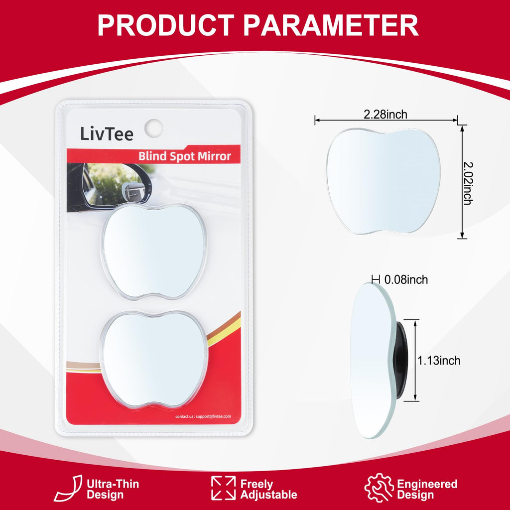 LivTee Adjustable Wide-Angle Blind Spot Mirror Pair