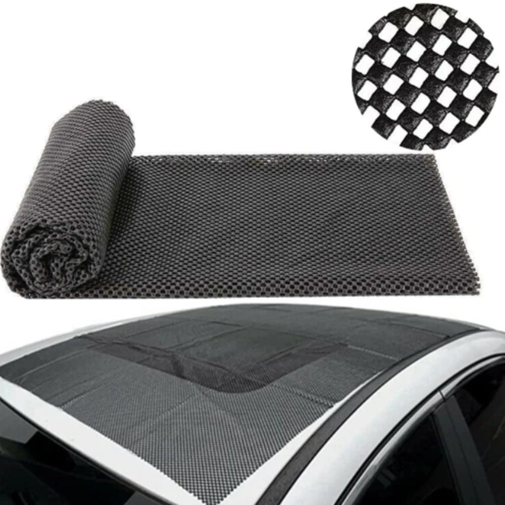 Trunk Mat for Cars Anti Slip Mat Cargo Liner Protector Durable Elastic Offers Protection Easily Cuttable to Different Sizes Universal Fit Multiple Use Car Roof Protector, Rug Non Slip Mat Pad (Black)