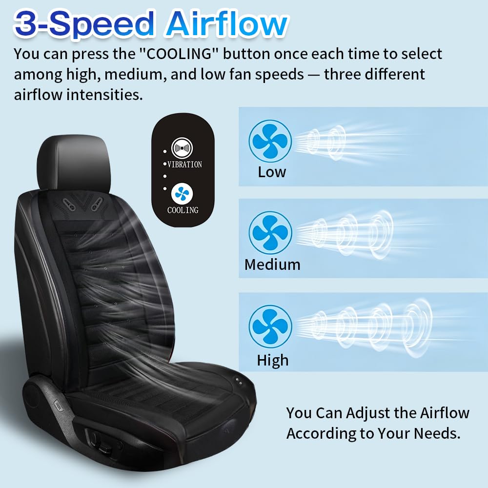 NEKOPA 12V Ventilated Cooling Car Seat Cover with 3 Speeds