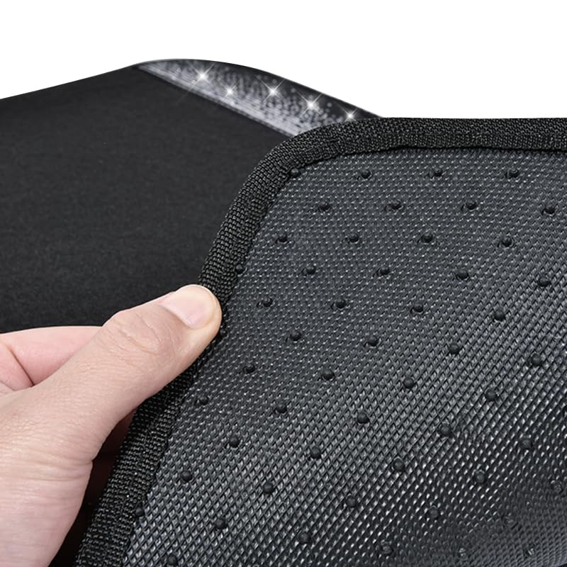 CAR PASS Bling Diamond Car Floor Mats, Shining Rhinestone Carpet Sparkly Glitter Crystal with Anti-Slip PVC Heel Pad Waterproof Universal Fit Automotive SUV,Sedan,Van
