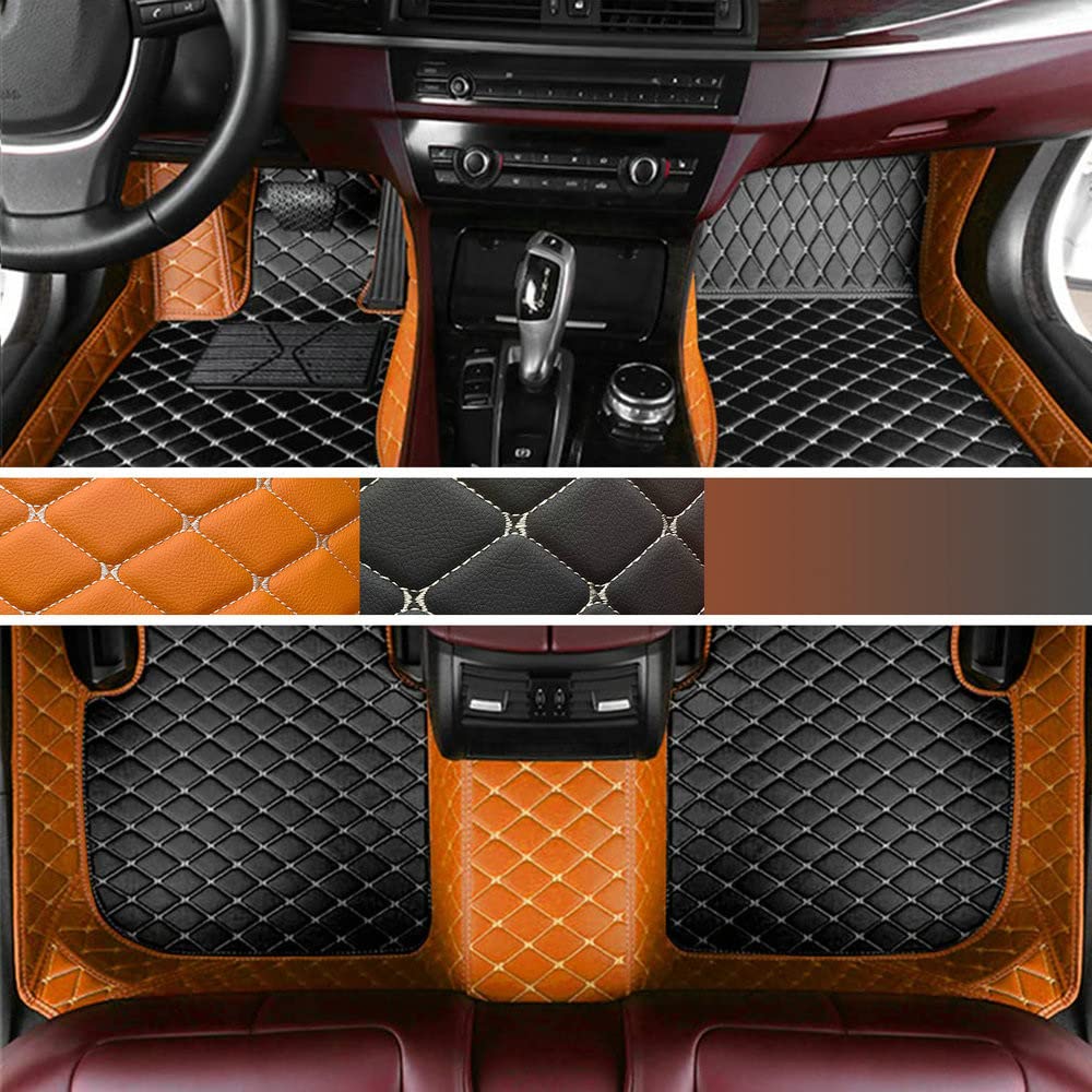 Custom Personalized Floor Mats for Cars - Luxury Full Coverage All Weather Mats, Anti-Slip Leather Mat Set, Fit for 99% of Cars, SUVs & Trucks