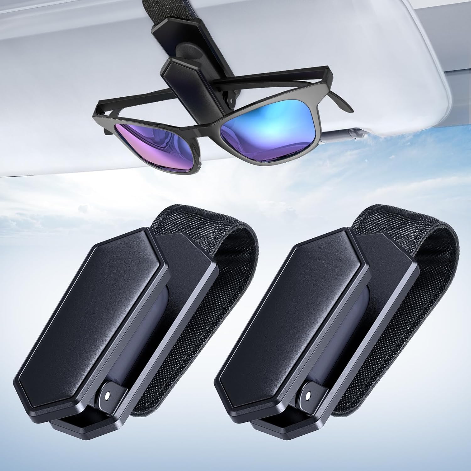 Veharvim Silicone-Padded Car Visor Sunglasses Holder