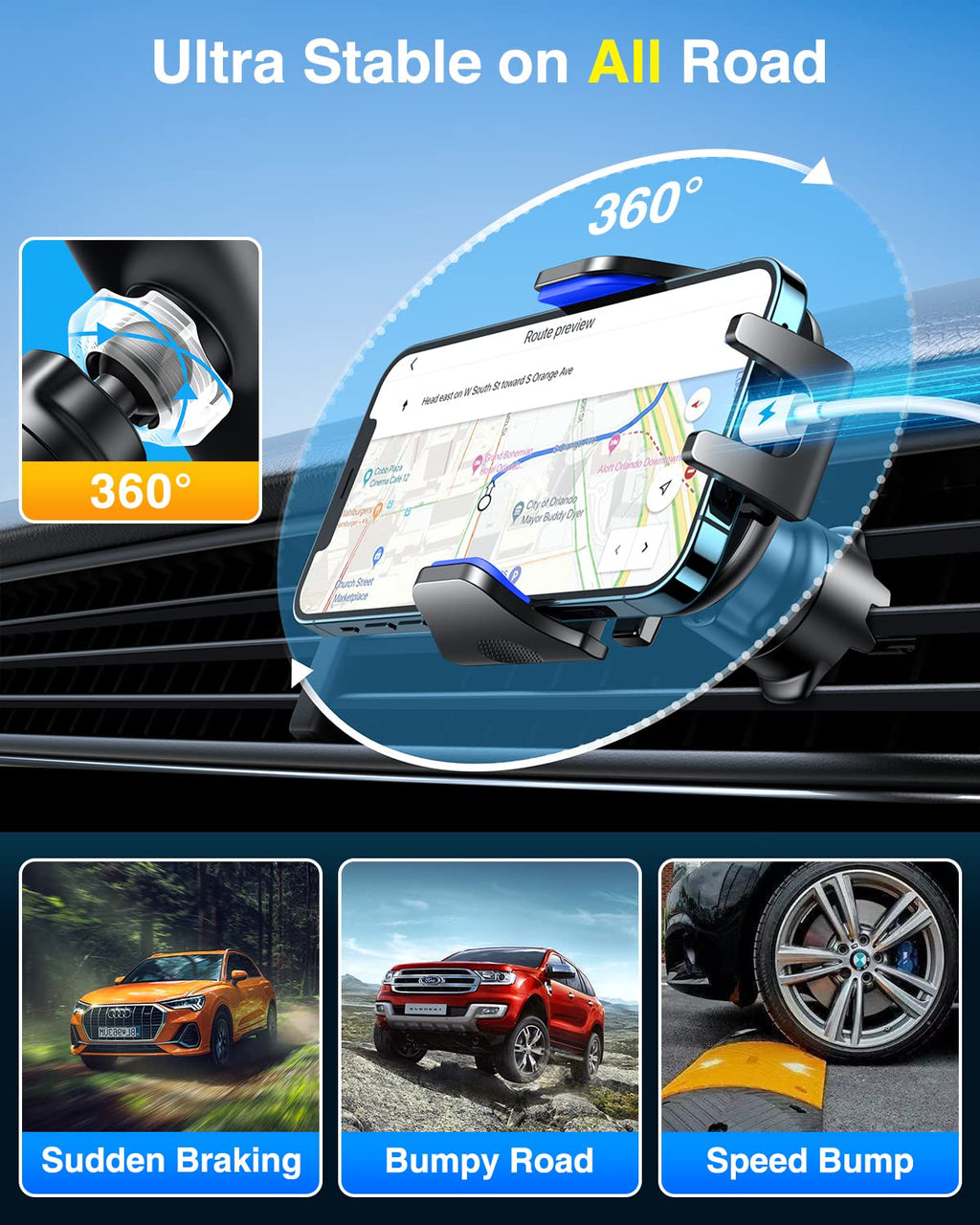 VANMASS Military-Grade Suction Car Phone Mount