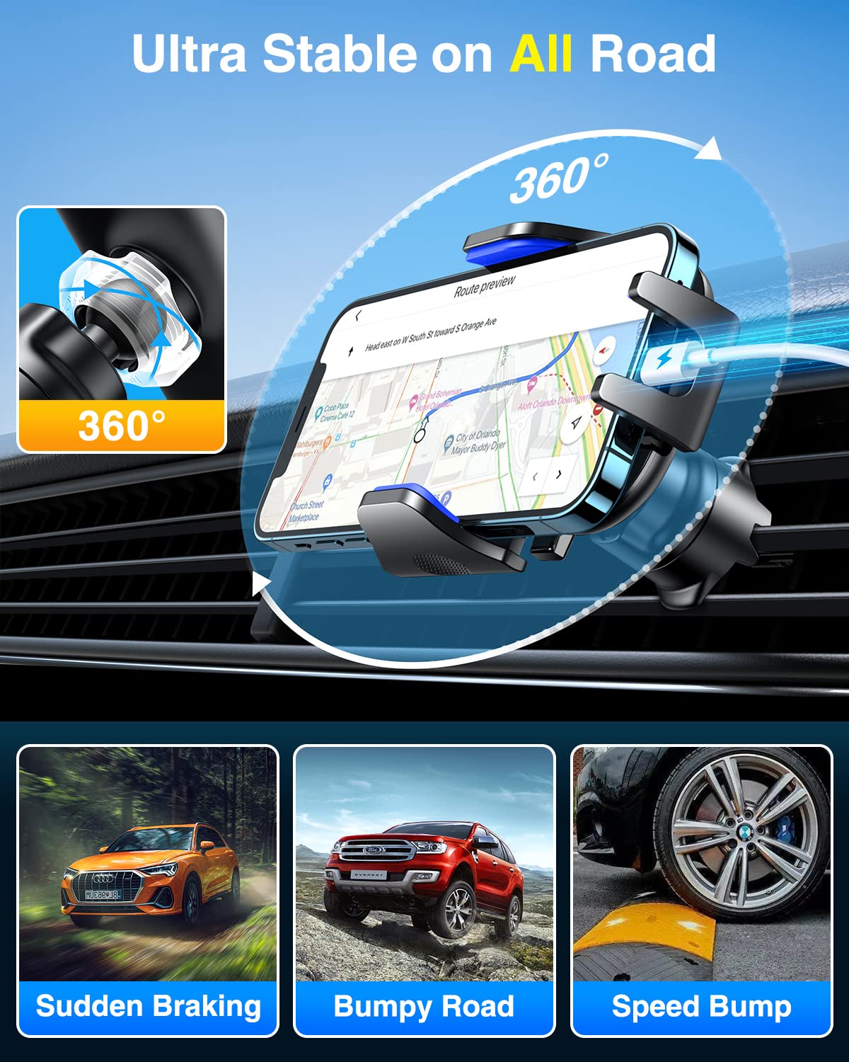 VANMASS Military-Grade Suction Car Phone Mount