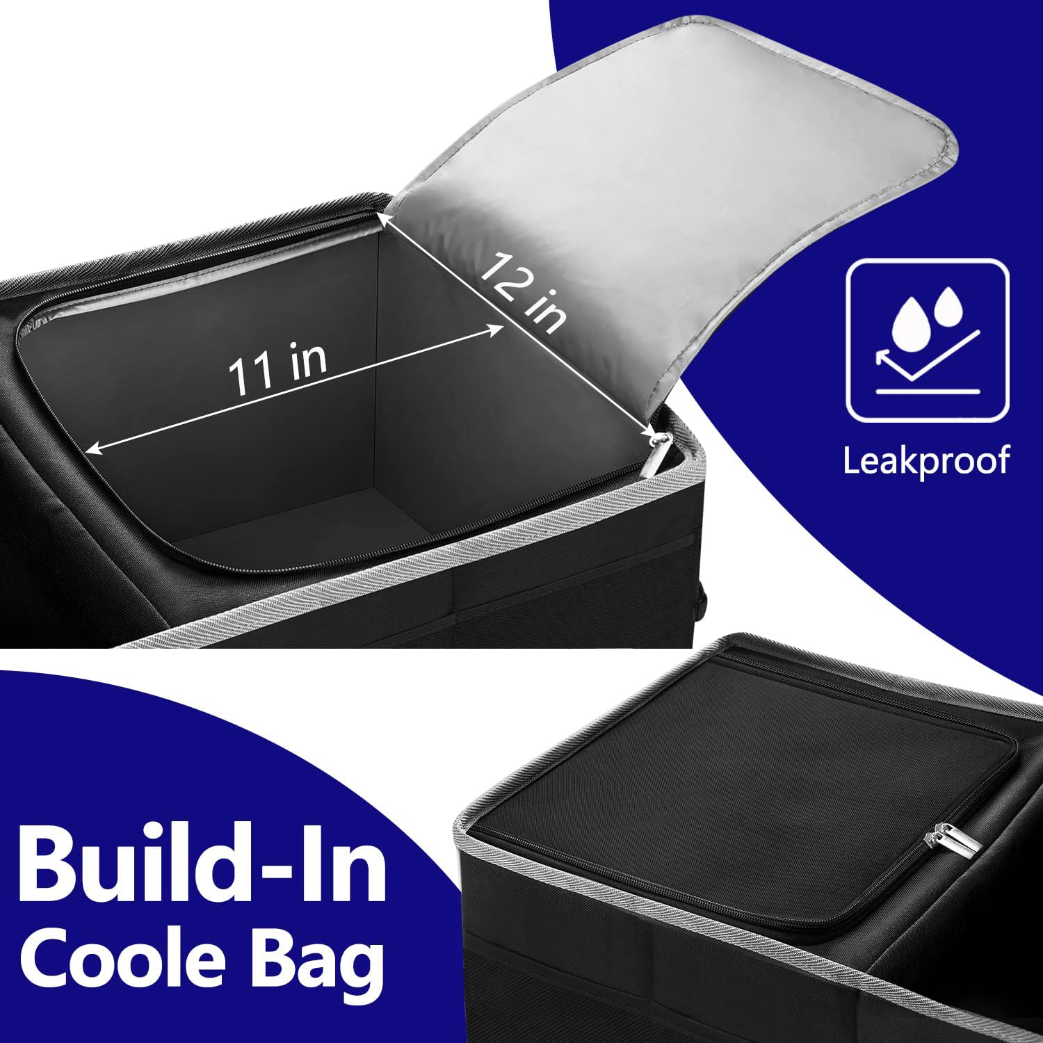 Trunk Organizer with Insulated Leakproof Cooler Bag