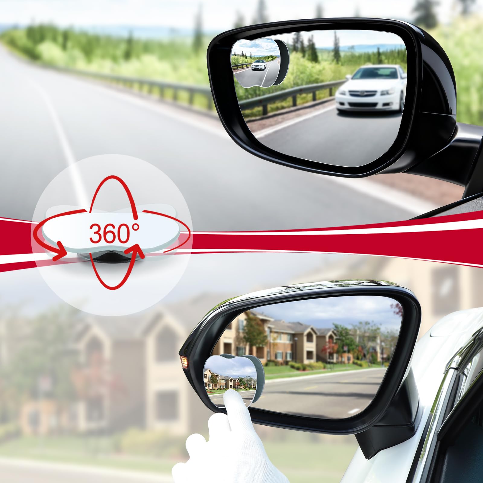LivTee Adjustable Wide-Angle Blind Spot Mirror Pair