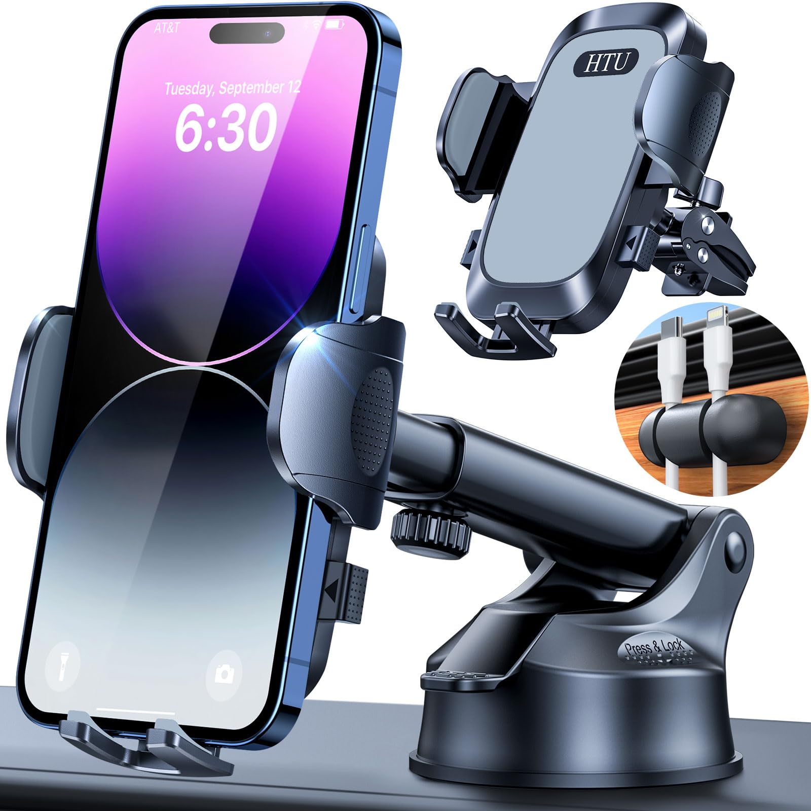 HTU 360° Universal Suction Car Phone Mount for Dashboard