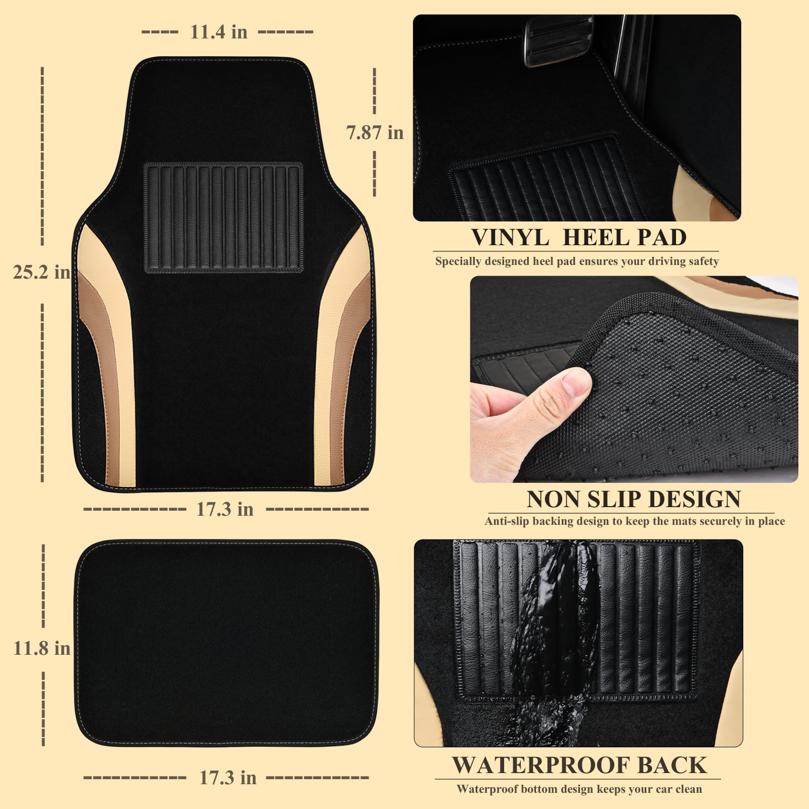 CAR PASS Rainbow Waterproof Sporty Universal Car Floor Mats,Fit for Car Truck SUV