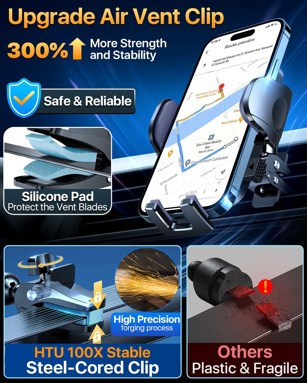HTU 360° Universal Suction Car Phone Mount for Dashboard