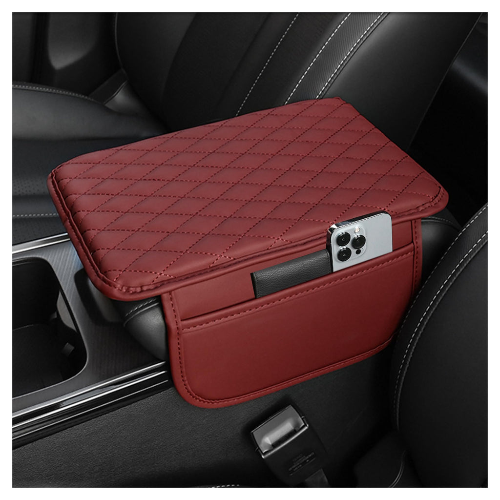 Stacool Upgraded Car Center Console Cover,Microfiber Leather Car Armrest Cover Cushion with 2 Storage Bags,Universal Car Armrest Storage Box