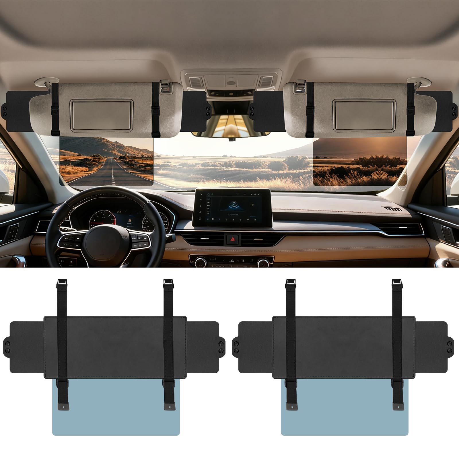 Veharvim Polarized UV400 Dual-Side Car Sun Visor Extender